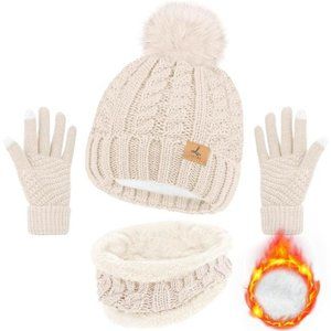 Winter Beanie Hat Scarf Gloves Set